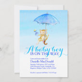 Boy baby shower paraplu grillige kattenuitnodiging kaart (Achterkant)