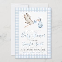 Boy Baby shower Preppy Southern Blue Stork Kaart