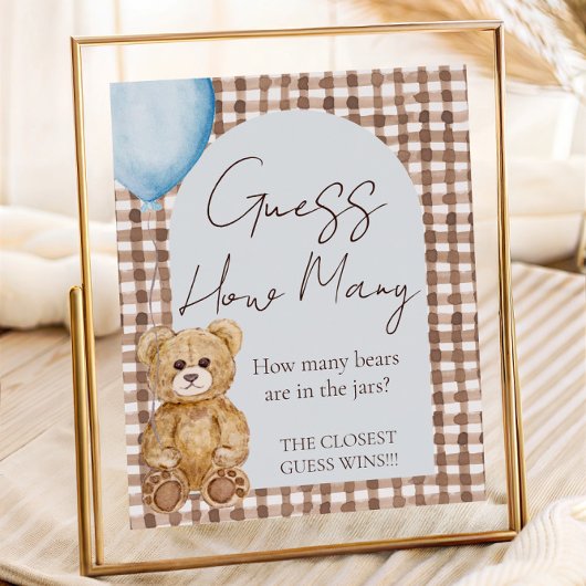 Boy Baby shower Raad eens hoeveel Teddy Bear-spell Poster