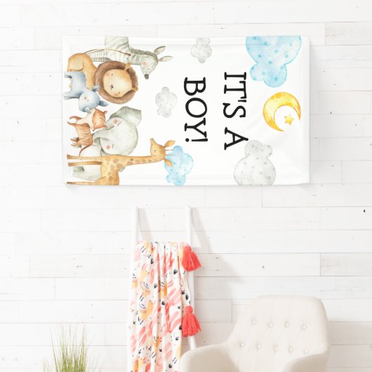 Boy Baby shower Safari Oerwoud Animals Cute Spandoek (Insitu)