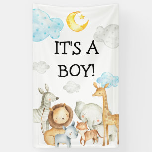 Boy Baby shower Safari Oerwoud Animals Cute Spandoek
