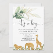 Boy baby shower, safari oerwoud gouddieren kaart (Voorkant)