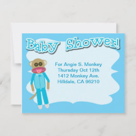 Boy Baby shower Schattigee Sockmonkey Art Kaart
