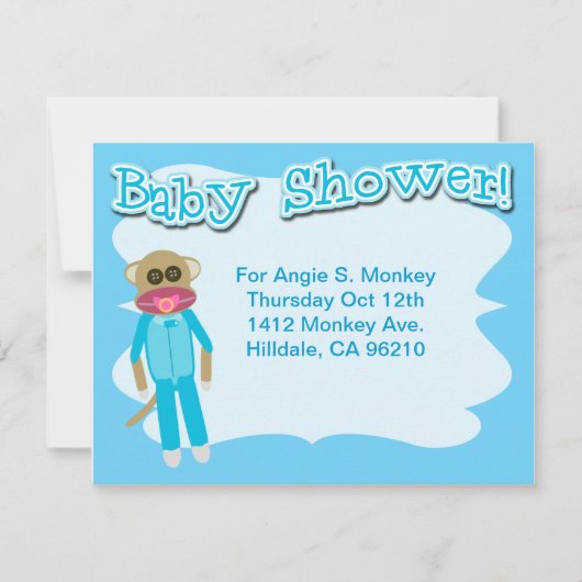 Boy Baby shower Schattigee Sockmonkey Art Kaart (Voorkant)