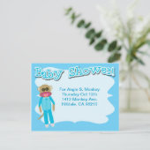 Boy Baby shower Schattigee Sockmonkey Art Kaart (Staand voorkant)