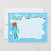 Boy Baby shower Schattigee Sockmonkey Art Kaart (Achterkant)