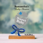 Boy Baby shower Silver Blue Rattle Acryl Bord (Neutraal)