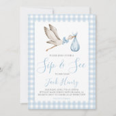 Boy Baby shower Southern Sip & See Blue Stork Kaart (Voorkant)
