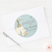 Boy Baby shower Teepee BOHO Bohemian Adventure Ronde Sticker (Envelop)