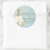 Boy Baby shower Teepee BOHO Bohemian Adventure Ronde Sticker (Tas)