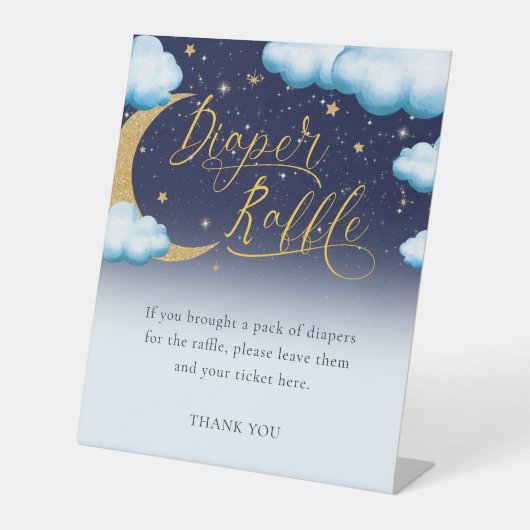 Boy Baby shower Twinkle Little Star Luier Raffle Reclamebord Met Voetstuk (Voorkant)