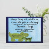 Boy Baby shower uitnodigen, Alligator Baby shower Aankondiging (Staand voorkant)
