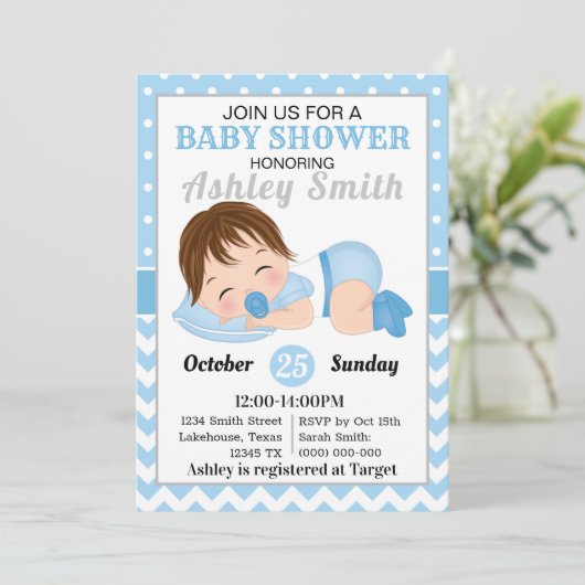 Boy Baby shower Uitnodiging  (Staand voorkant)