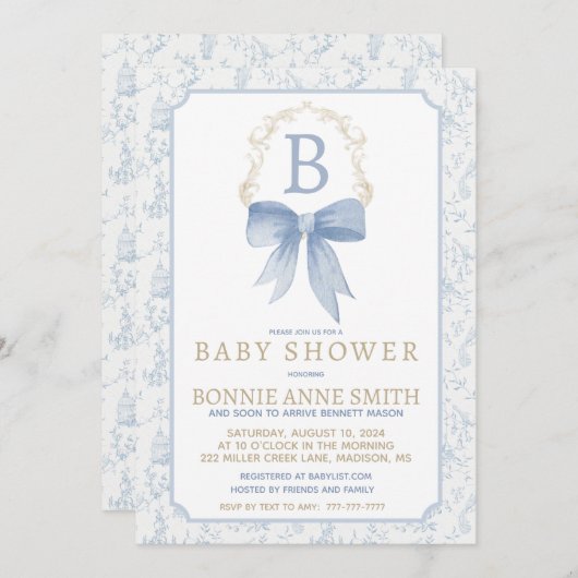 Boy Baby shower Uitnodiging (Voorkant / Achterkant)