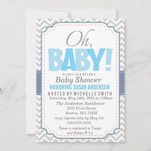 Boy Baby shower Uitnodiging (Voorkant)
