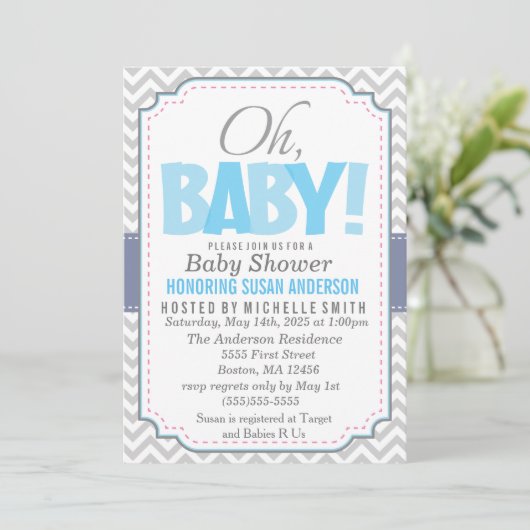 Boy Baby shower Uitnodiging (Staand voorkant)