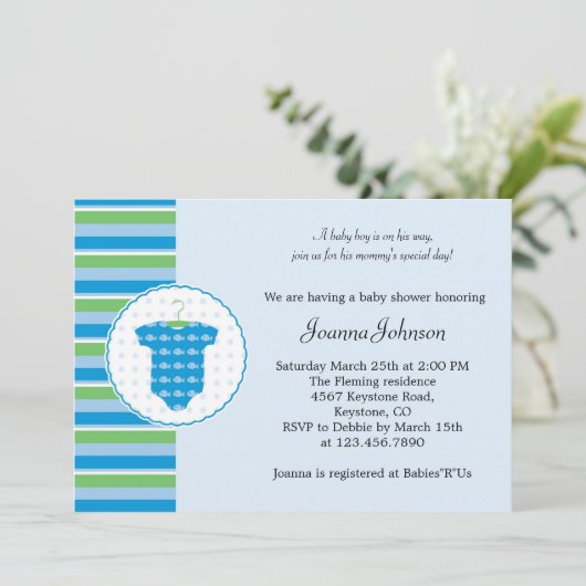 Boy Baby shower Uitnodiging (Staand voorkant)