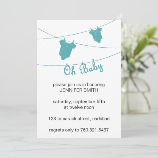 Boy Baby shower Uitnodiging (Staand voorkant)