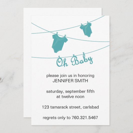 Boy Baby shower Uitnodiging (Voorkant / Achterkant)