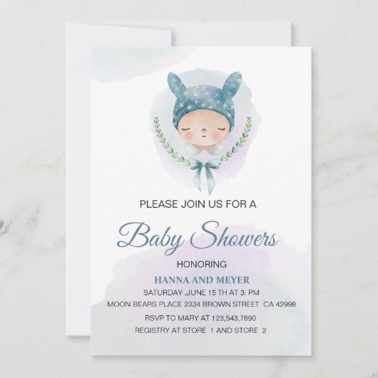 Boy Baby shower Uitnodiging (Voorkant)