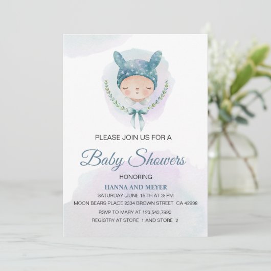 Boy Baby shower Uitnodiging (Staand voorkant)