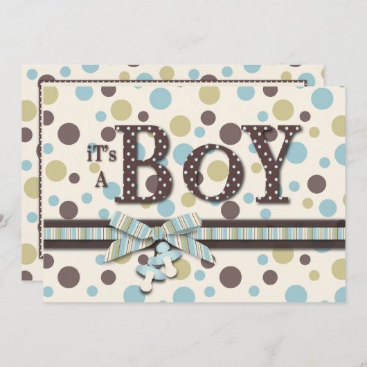 Boy Baby shower Uitnodiging (Voorkant / Achterkant)