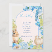 Boy baby shower Uitnodiging Blauw waterverf Ontwer (Voorkant)