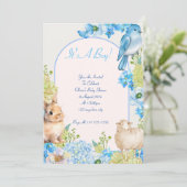 Boy baby shower Uitnodiging Blauw waterverf Ontwer (Staand voorkant)