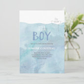 Boy Baby shower Uitnodiging | nautisch | Walvis (Staand voorkant)