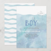Boy Baby shower Uitnodiging | nautisch | Walvis (Voorkant / Achterkant)