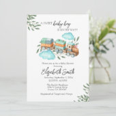 Boy Baby shower Uitnodiging Sjabloon (Staand voorkant)