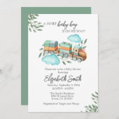 Boy Baby shower Uitnodiging Sjabloon (Voorkant / Achterkant)