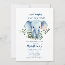 Boy Baby shower Uitnodiging Sjabloon Olifant