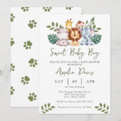 Boy Baby shower Uitnodiging Sjabloon Safari Oerwou (Voorkant / Achterkant)