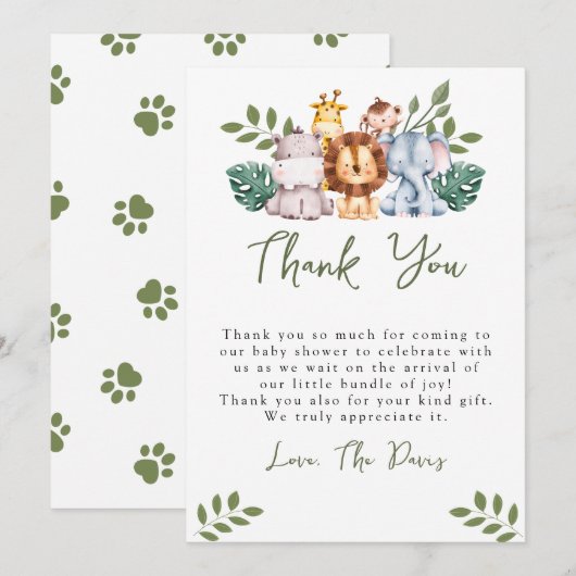 Boy Baby shower Uitnodiging Sjabloon Safari Oerwou (Voorkant / Achterkant)