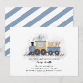 Boy Baby shower Uitnodiging | Trein | Het is een j (Voorkant / Achterkant)