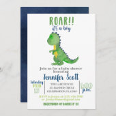 Boy Baby shower Waterverf Dinosaur Uitnodiging (Voorkant / Achterkant)