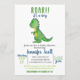 Boy Baby shower Waterverf Dinosaur Uitnodiging