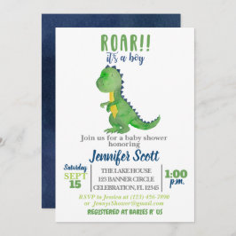 Boy Baby shower Waterverf Dinosaur Uitnodiging