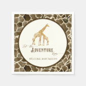 Boy Baby shower Waterverf Giraffe Mama en Baby Servet (Voorkant)