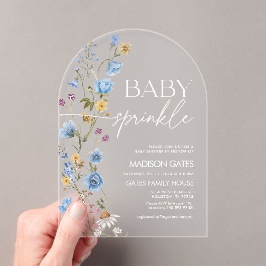 Boy Baby Sprinkle  Acrylic Invitation Acryl Uitnodigingen (Insitu (Draagbaar))
