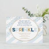Boy baby sprinkle invitatie marineblauw gouden str kaart (Staand voorkant)