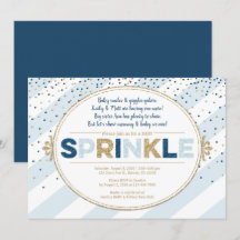 Boy baby sprinkle invitatie marineblauw gouden str