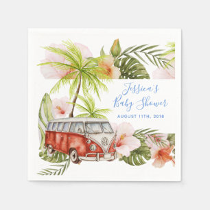 Boy Baby Surfboard Tropical Beach Shower Napkins Servet