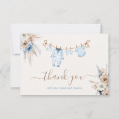 Boy Babykleding Baby shower Bedankt Card (Voorkant)