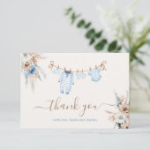 Boy Babykleding Baby shower Bedankt Card (Staand voorkant)