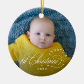 Boy Baby's 1st Christmas Elegant Photo Keramisch Ornament (Voorkant)