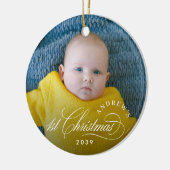 Boy Baby's 1st Christmas Elegant Photo Keramisch Ornament (Links)