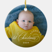 Boy Baby's 1st Christmas Elegant Photo Keramisch Ornament (Achterkant)