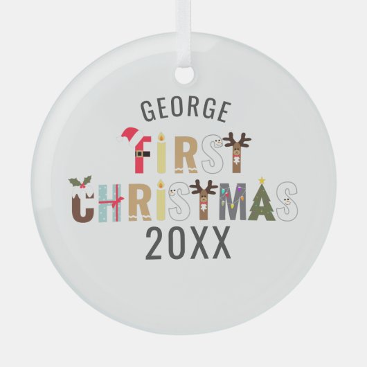 Boy Baby's eerste kerstglas Ornament (Voorkant)